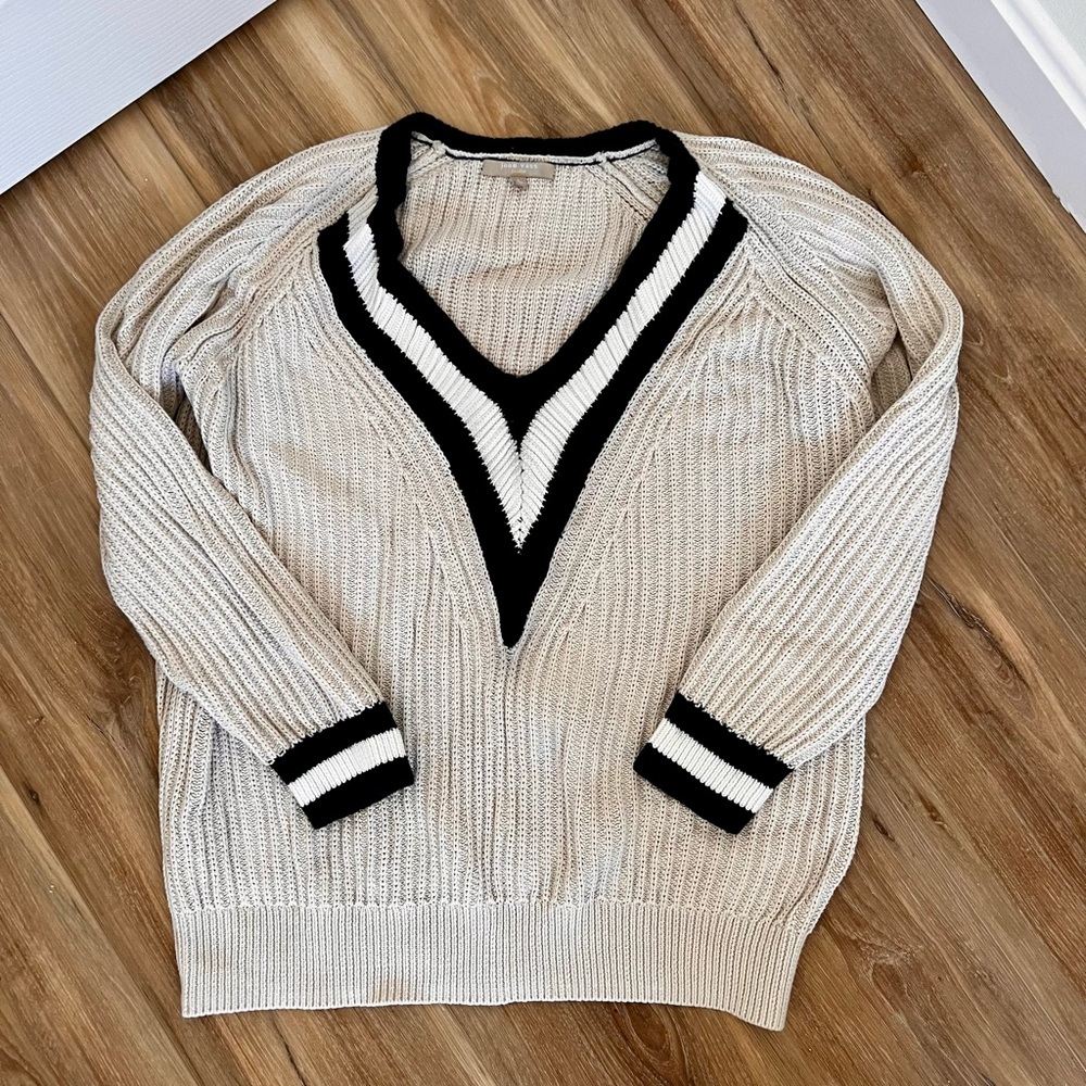 Joan Vass Studio Women's 100% Cotton Pullover V-Neck Sweater Size Large